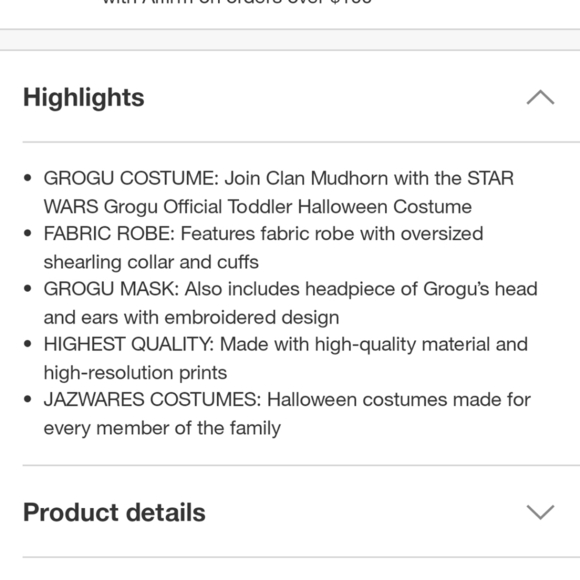 NWT Jazwares Star Wars The Mandalorian Grogu Toddler Halloween Costume Sz 2T-3T - Picture 4 of 17